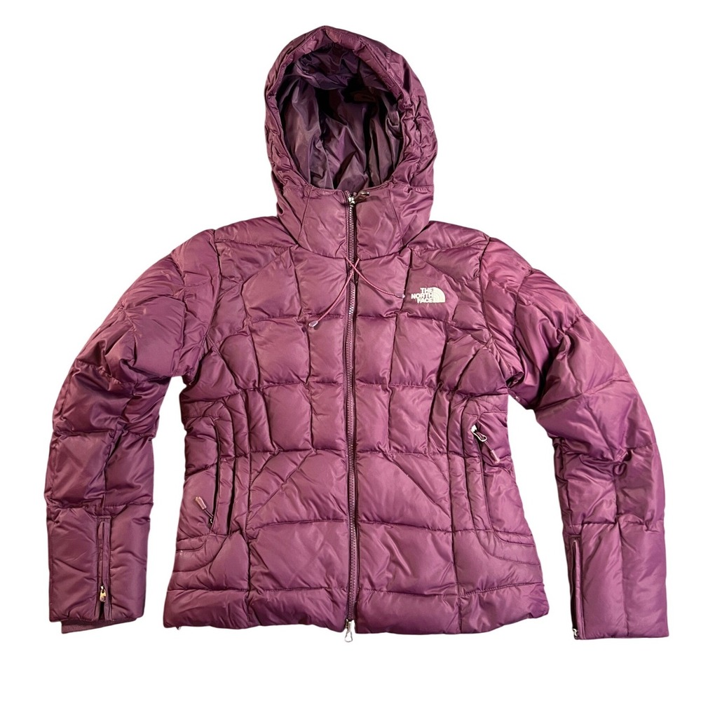 The North Face Puffer Jacket Womens S Purple 600 Fill Down Quilted Hooded Zip